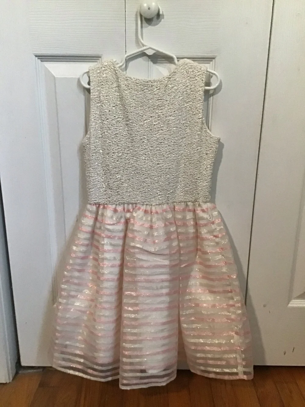Childrens Place Shimmer Pink White Dress Size M-7/8 Girls